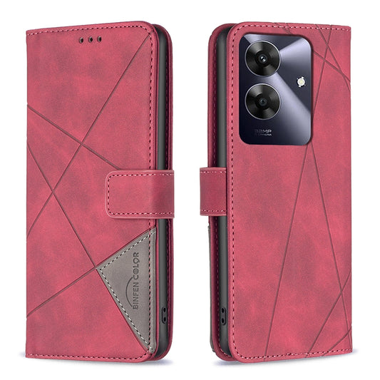 Realme Note 60 Rhombus Texture Leather Phone Case with Magnetic Buckle and Card Holder