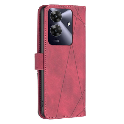 Realme C61 Rhombus Texture Leather Phone Case with Magnetic Buckle and Card Holder