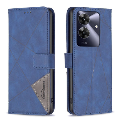 Realme Note 60 Rhombus Texture Leather Phone Case with Magnetic Buckle and Card Holder
