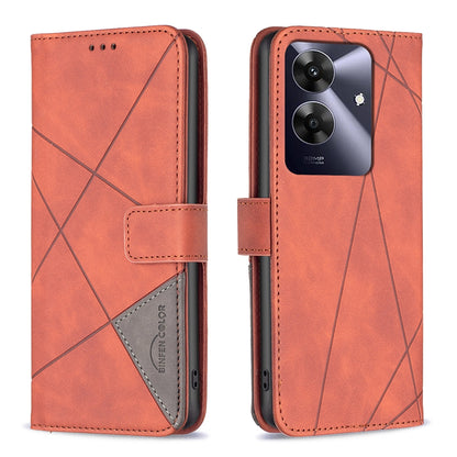 Realme Note 60 Rhombus Texture Leather Phone Case with Magnetic Buckle and Card Holder