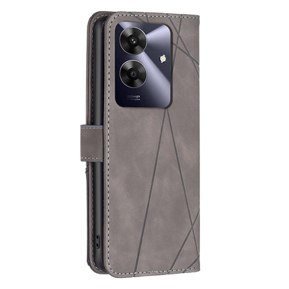 Realme Note 60 Rhombus Texture Leather Phone Case with Magnetic Buckle and Card Holder