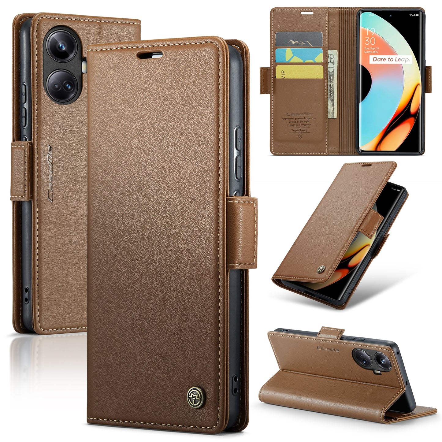 Realme 10 Pro+ Leather Case - RFID Anti-theft, Litchi Texture, Wallet & Stand Feature