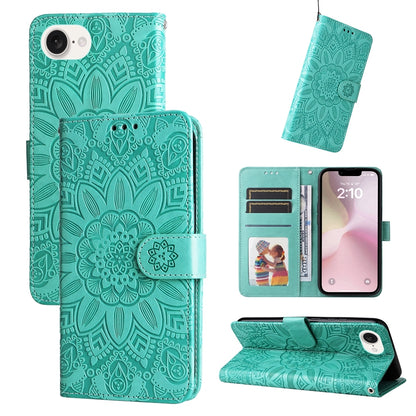 iPhone SE 20224 Sunflower Embossed Leather Wallet Phone Case with Kickstand and Card Holder
