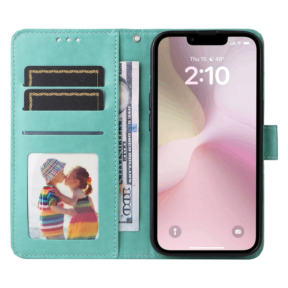 iPhone SE 20224 Sunflower Embossed Leather Wallet Phone Case with Kickstand and Card Holder