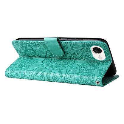 iPhone SE 20224 Sunflower Embossed Leather Wallet Phone Case with Kickstand and Card Holder