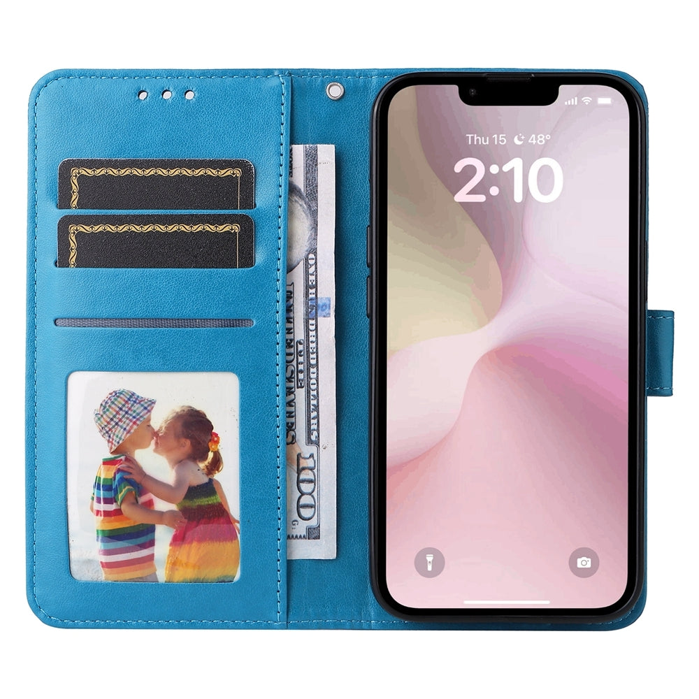 iPhone SE 20224 Sunflower Embossed Leather Wallet Phone Case with Kickstand and Card Holder