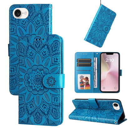 iPhone SE 20224 Sunflower Embossed Leather Wallet Phone Case with Kickstand and Card Holder