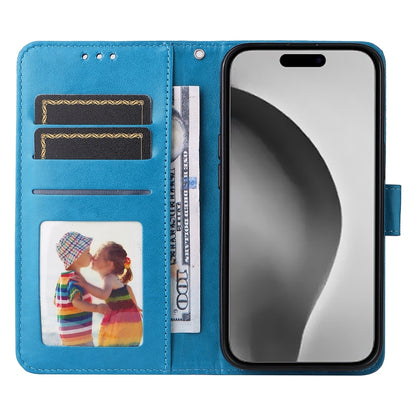 iPhone 16 Pro Max Sunflower Embossed Leather Wallet Phone Case with Kickstand and Card Holder