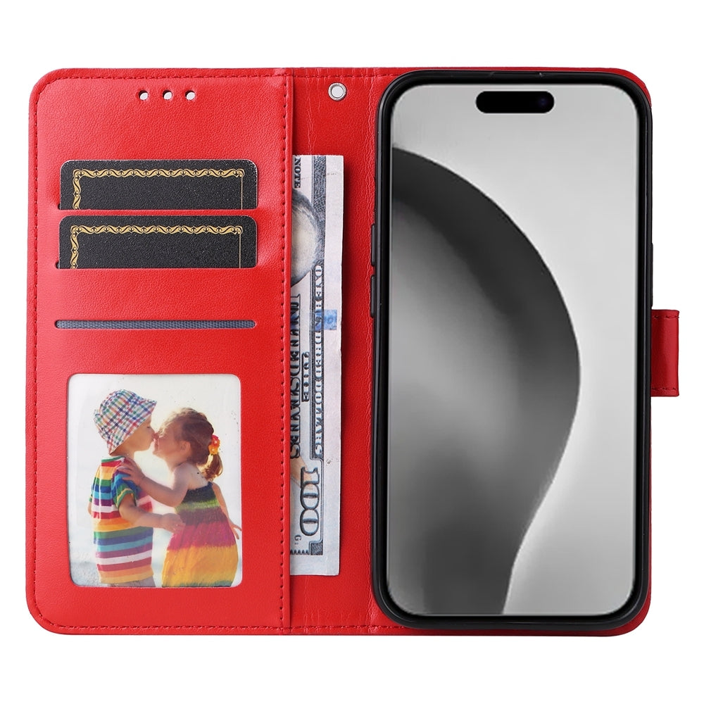 iPhone 16 Pro Max Sunflower Embossed Leather Wallet Phone Case with Kickstand and Card Holder