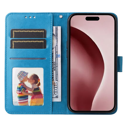 iPhone 16 Pro Sunflower Embossed Leather Wallet Phone Case with Kickstand and Card Holder