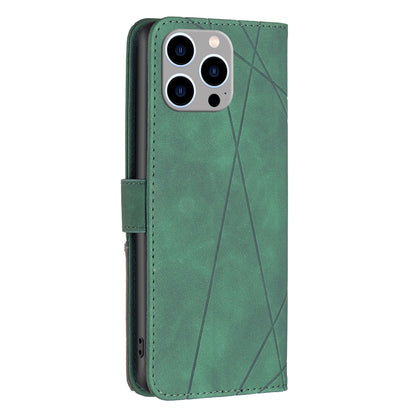 iPhone 15 Pro Max Rhombus Texture Leather Phone Case with Magnetic Buckle and Card Holder