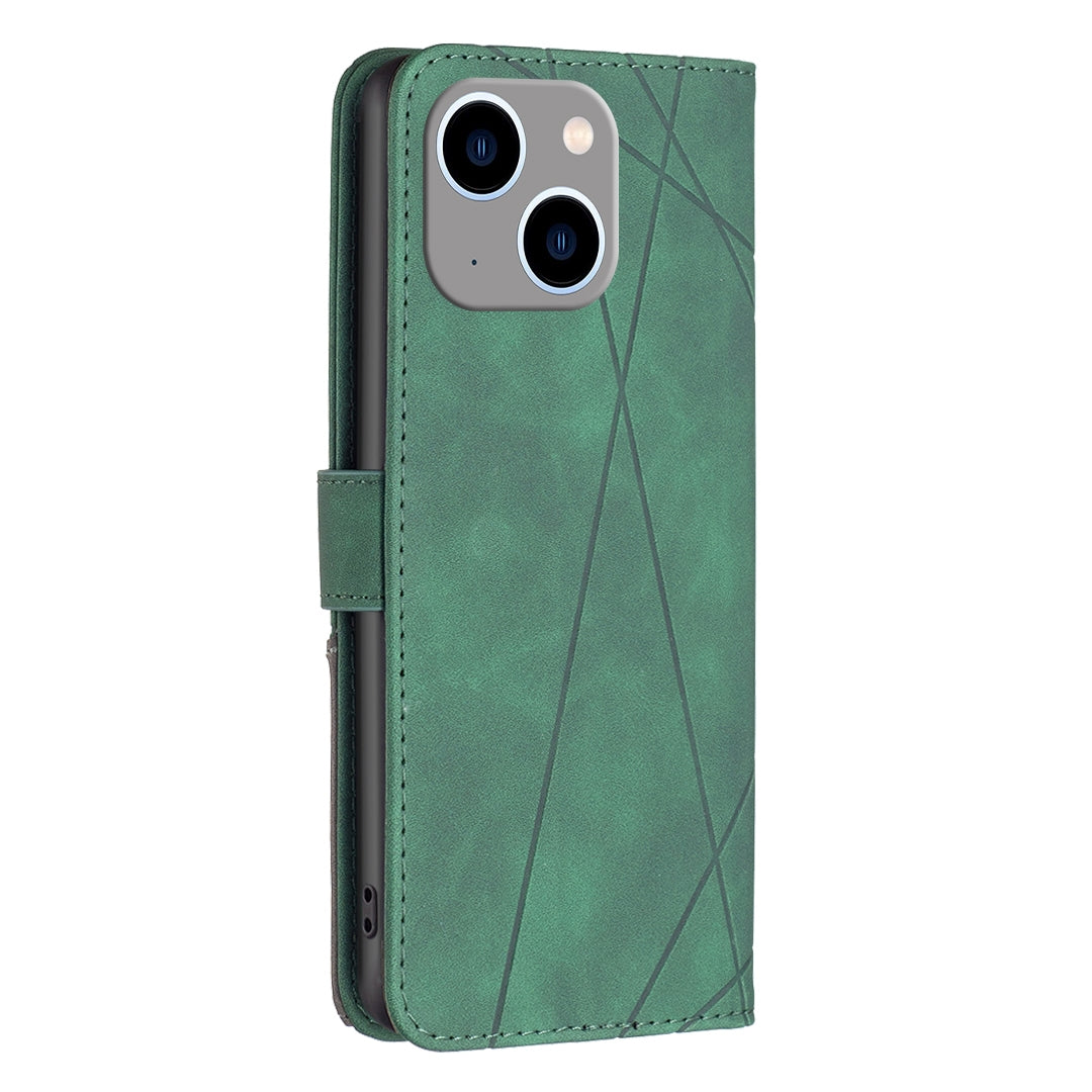 iPhone 15 Plus Rhombus Texture Leather Phone Case with Magnetic Buckle and Card Holder