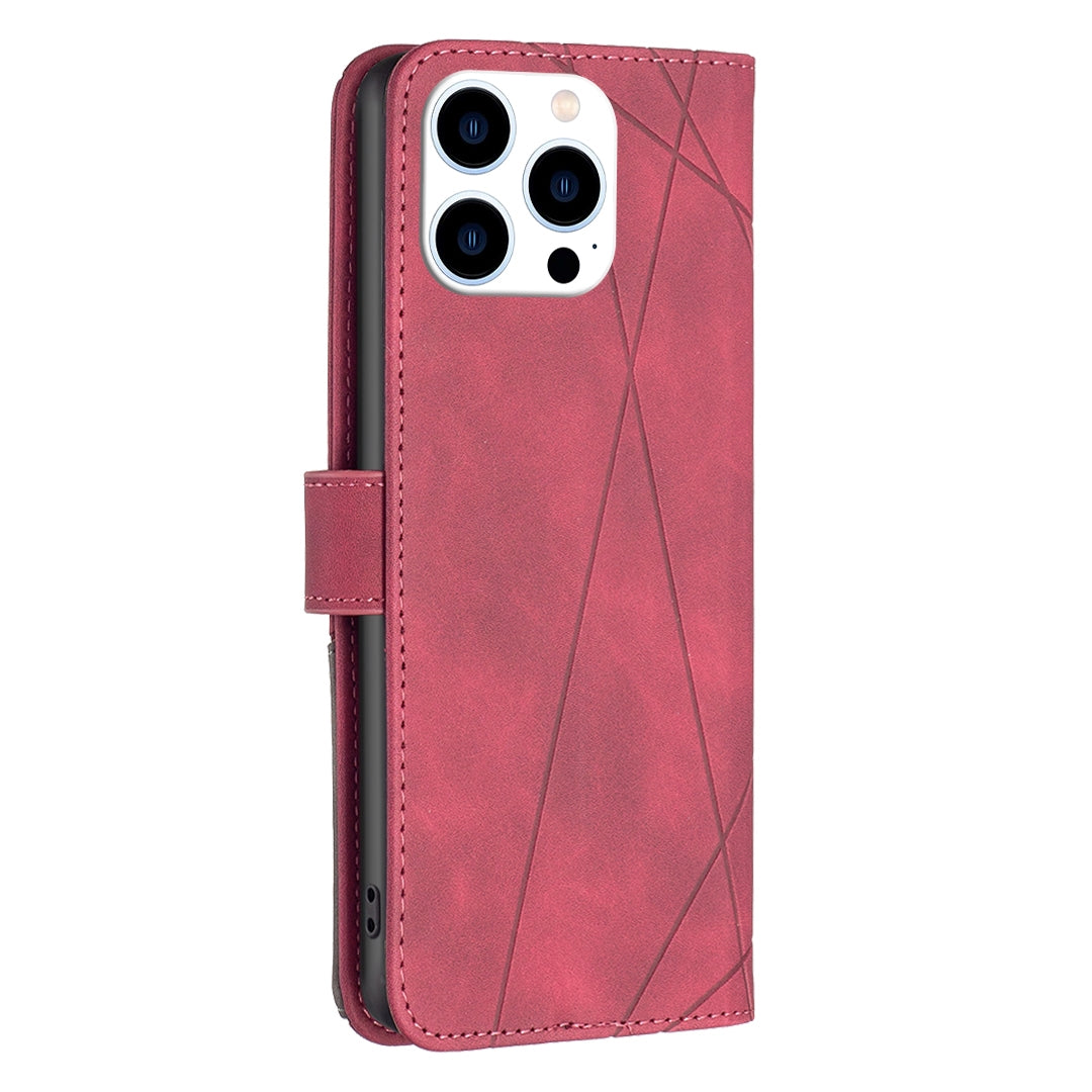 iPhone 16 Pro Max Rhombus Texture Leather Phone Case with Magnetic Buckle and Card Holder