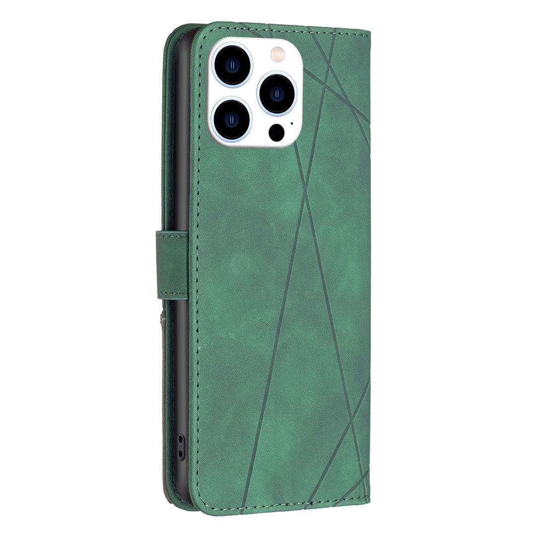 iPhone 16 Pro Max Rhombus Texture Leather Phone Case with Magnetic Buckle and Card Holder