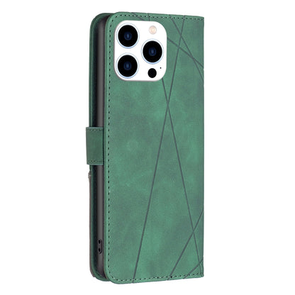 iPhone 16 Pro Max Rhombus Texture Leather Phone Case with Magnetic Buckle and Card Holder