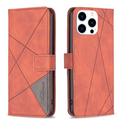 iPhone 16 Pro Max Rhombus Texture Leather Phone Case with Magnetic Buckle and Card Holder