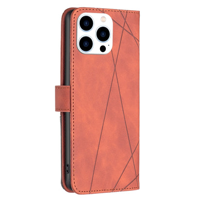 iPhone 16 Pro Max Rhombus Texture Leather Phone Case with Magnetic Buckle and Card Holder