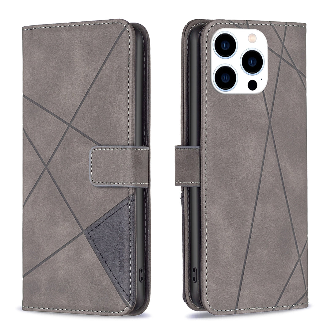 iPhone 16 Pro Max Rhombus Texture Leather Phone Case with Magnetic Buckle and Card Holder
