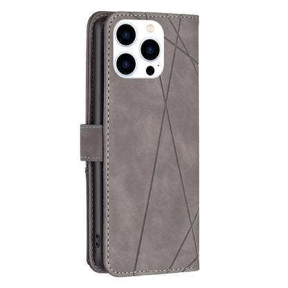 iPhone 16 Pro Max Rhombus Texture Leather Phone Case with Magnetic Buckle and Card Holder
