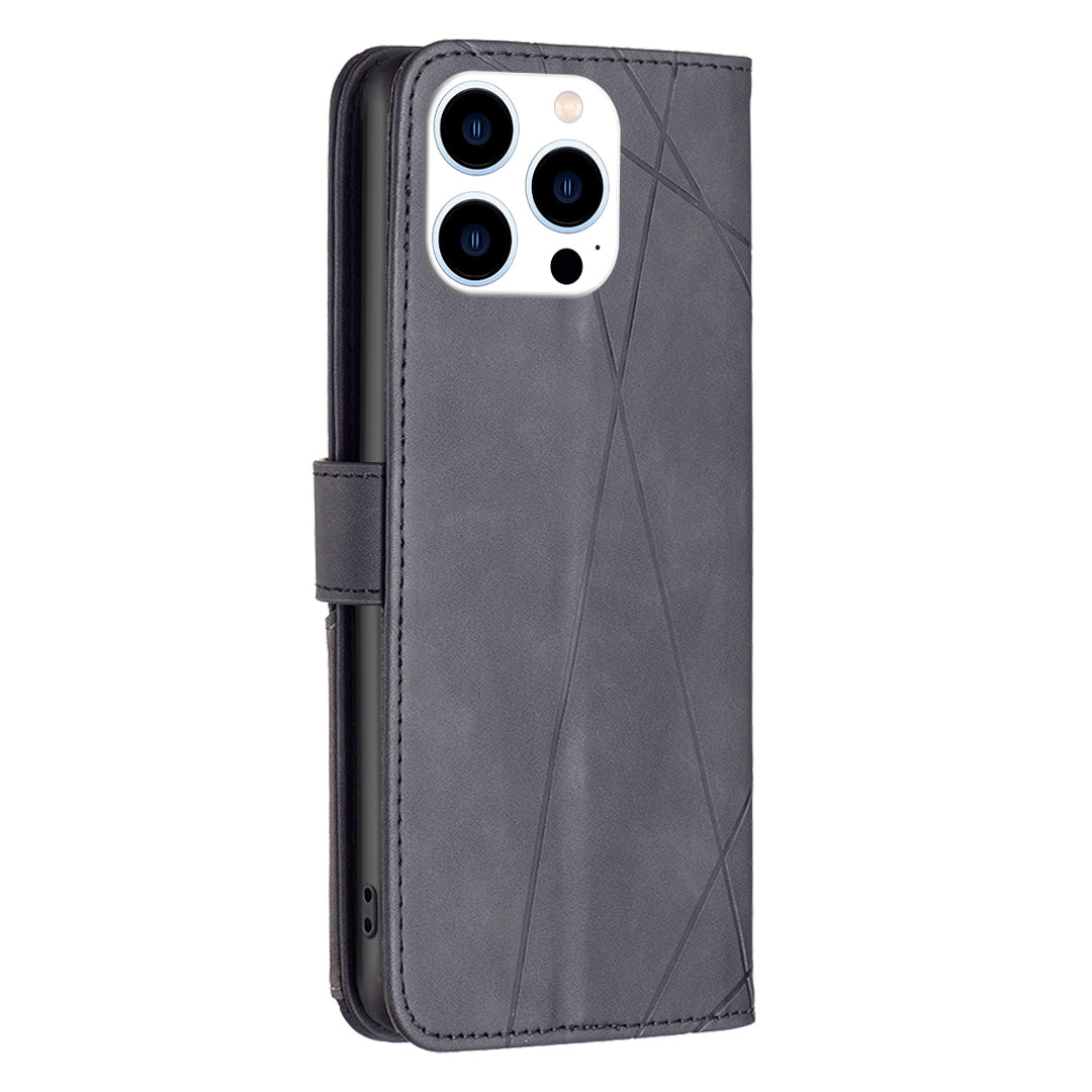 iPhone 16 Pro Max Rhombus Texture Leather Phone Case with Magnetic Buckle and Card Holder