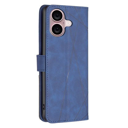 iPhone 16 Plus Rhombus Texture Leather Phone Case with Magnetic Buckle and Card Holder