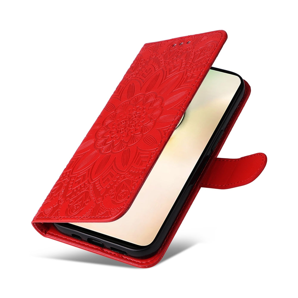 For vivo Y200 Sunflower Embossed Leather Wallet Phone Case with Kickstand and Card Holder