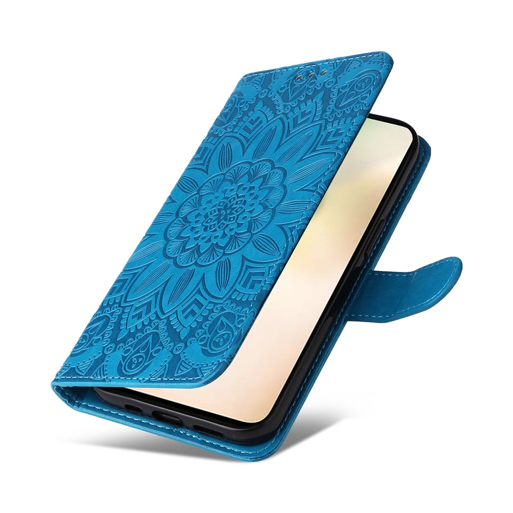 For vivo Y200 Sunflower Embossed Leather Wallet Phone Case with Kickstand and Card Holder