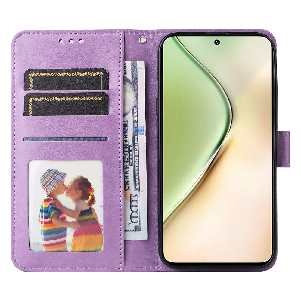 For vivo Y200 Sunflower Embossed Leather Wallet Phone Case with Kickstand and Card Holder
