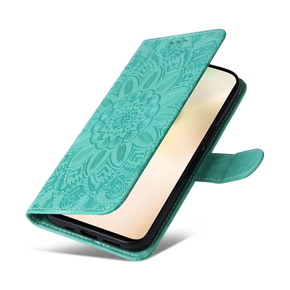 For vivo Y200 Sunflower Embossed Leather Wallet Phone Case with Kickstand and Card Holder