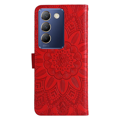 vivo Y100 IDN Sunflower Embossed Leather Wallet Phone Case with Kickstand and Card Holder