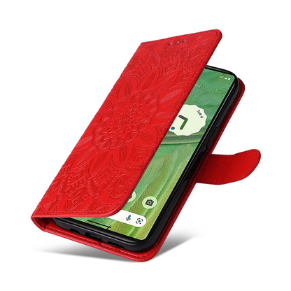 Google Pixel 7 Sunflower Embossed Leather Wallet Phone Case with Kickstand and Card Holder