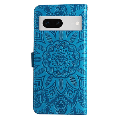 Google Pixel 7 Sunflower Embossed Leather Wallet Phone Case with Kickstand and Card Holder