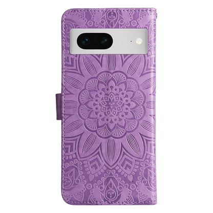 Google Pixel 7 Sunflower Embossed Leather Wallet Phone Case with Kickstand and Card Holder