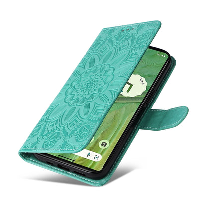 Google Pixel 7 Sunflower Embossed Leather Wallet Phone Case with Kickstand and Card Holder