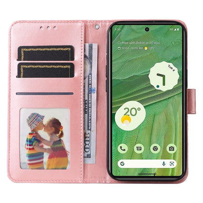 Google Pixel 7 Sunflower Embossed Leather Wallet Phone Case with Kickstand and Card Holder