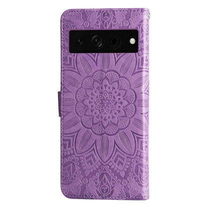 Google Pixel 7 Pro Sunflower Embossed Leather Wallet Phone Case with Kickstand and Card Holder