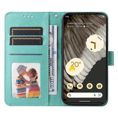 Google Pixel 7 Pro Sunflower Embossed Leather Wallet Phone Case with Kickstand and Card Holder