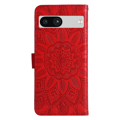 Google Pixel 7a Sunflower Embossed Leather Wallet Phone Case with Kickstand and Card Holder