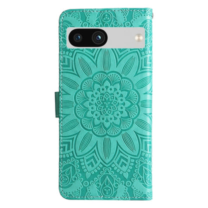 Google Pixel 7a Sunflower Embossed Leather Wallet Phone Case with Kickstand and Card Holder