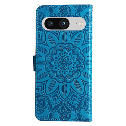 Google Pixel 8 Sunflower Embossed Leather Wallet Phone Case with Kickstand and Card Holder