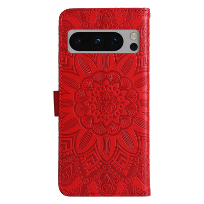 Google Pixel 8 Pro Sunflower Embossed Leather Wallet Phone Case with Kickstand and Card Holder