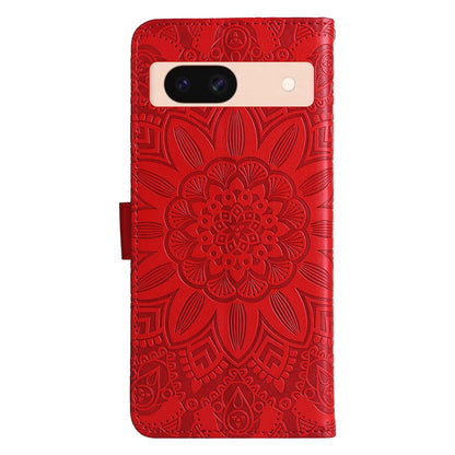 Google Pixel 8a Sunflower Embossed Leather Wallet Phone Case with Kickstand and Card Holder