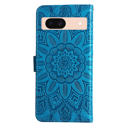 Google Pixel 8a Sunflower Embossed Leather Wallet Phone Case with Kickstand and Card Holder