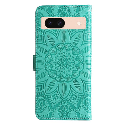 Google Pixel 8a Sunflower Embossed Leather Wallet Phone Case with Kickstand and Card Holder