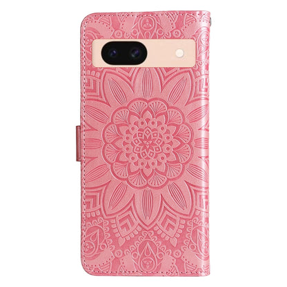 Google Pixel 8a Sunflower Embossed Leather Wallet Phone Case with Kickstand and Card Holder