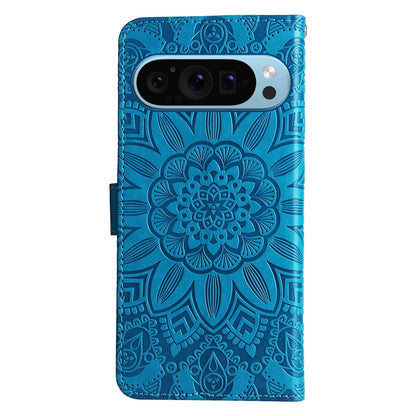 Google Pixel 9 Sunflower Embossed Leather Wallet Phone Case with Kickstand and Card Holder