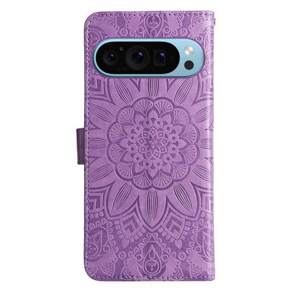 Google Pixel 9 Sunflower Embossed Leather Wallet Phone Case with Kickstand and Card Holder