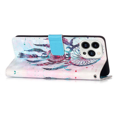 iPhone 15 Pro Max Leather Flip Phone Case with 3D Painted Design, Card Holder, Wallet & Stand Function - Durable Protection & Easy Access