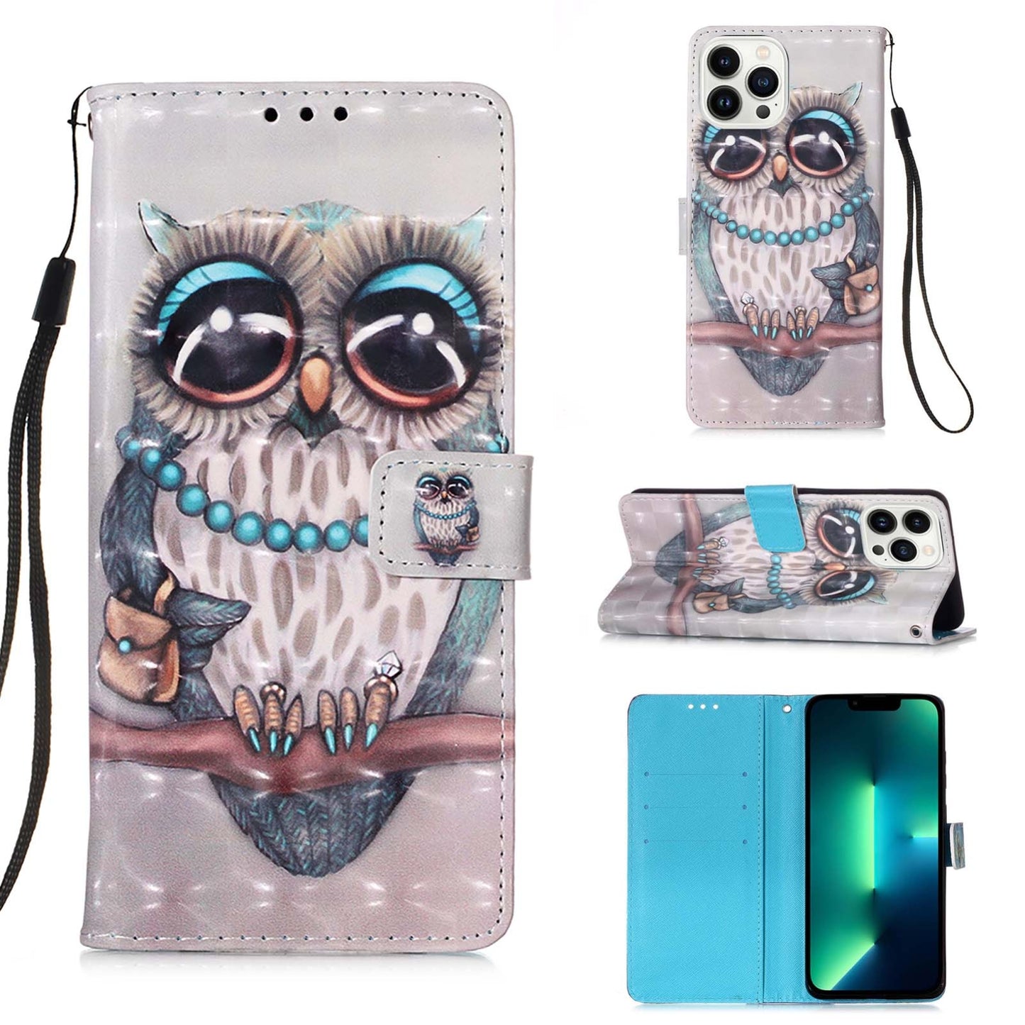 iPhone 15 Pro Max Leather Flip Phone Case with 3D Painted Design, Card Holder, Wallet & Stand Function - Durable Protection & Easy Access