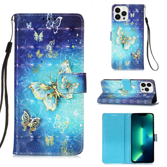 iPhone 15 Pro Leather Flip Phone Case with 3D Painted Design, Card Holder, Wallet & Stand Function - Durable Protection & Easy Access